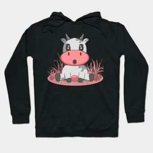 Cute Cartoon Chibi Cow Art | Cow Lover Gift Hoodie